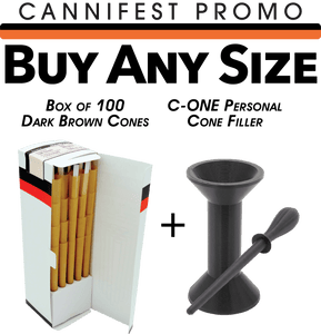 Cannifest Promo - Box of 100 Brown Cones & C-ONE - Any Size